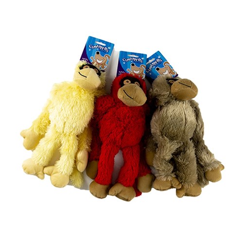 Dog Toy Plush Gorilla w Squeak 31cm 3 Asstd Colours